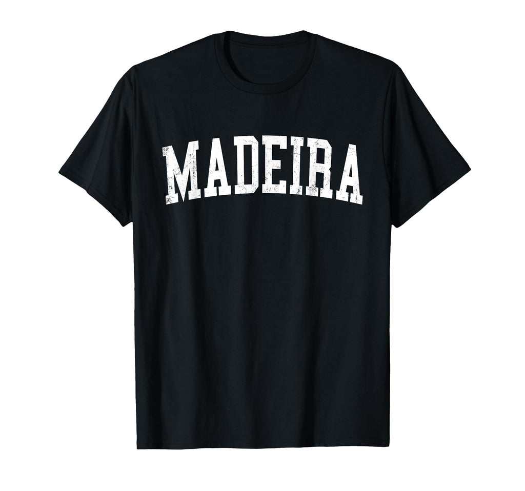 Madeira Oh Distressed White Varsity T-Shirt - Minimalist Print Unisex - T-Shirt, Sweatshirt, Hoodie