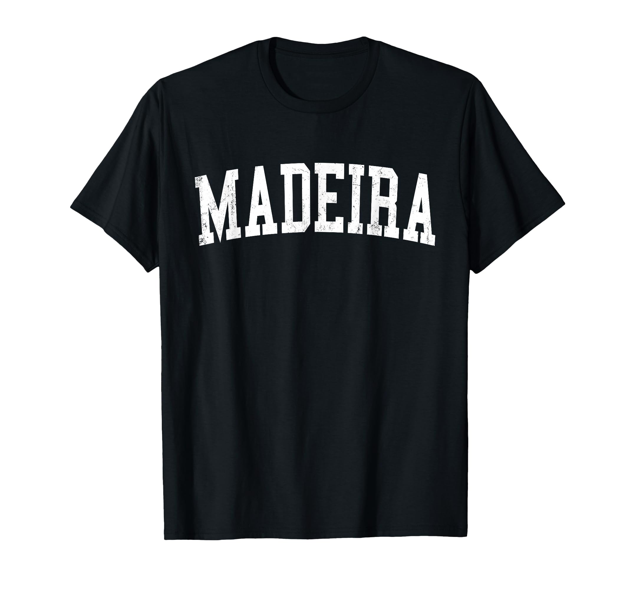 Madeira Oh Distressed White Varsity T-Shirt - Minimalist Print Unisex - T-Shirt, Sweatshirt, Hoodie