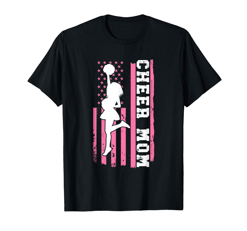 Cheer Mom American Flag T-Shirt - Casual Everyday Wear Men Women - T-Shirt, Sweatshirt, Hoodie