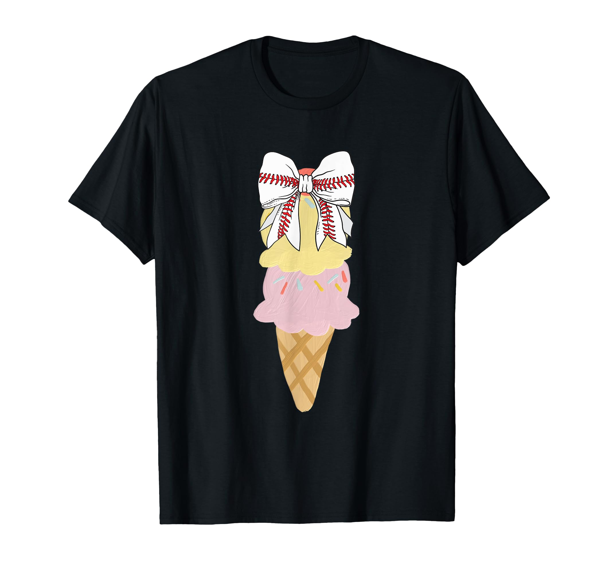 Baseball Coquette Bow Ice Cream Mom Mama T-Shirt - Graphic Print Men Women - T-Shirt, Sweatshirt, Hoodie