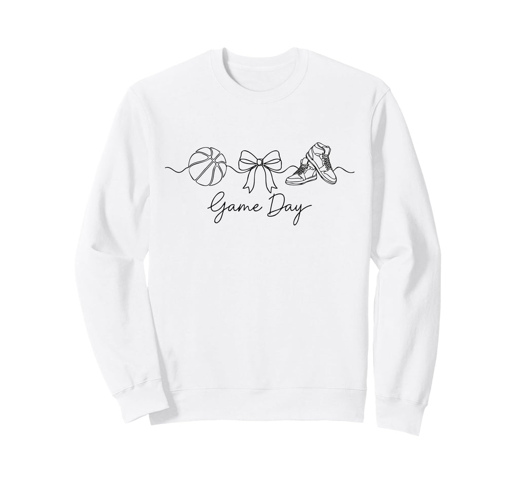 Game Day Basketball Mom Ball Bow Sweatshirt - Custom Art Print Unisex - T-Shirt, Sweatshirt, Hoodie