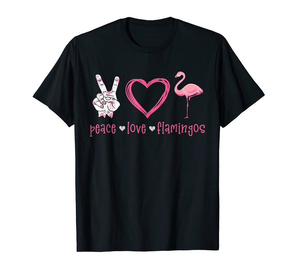 Peace Love Flamingo Hand Sign Heart T-Shirt - Aesthetic Graphic Unisex - T-Shirt, Sweatshirt, Hoodie