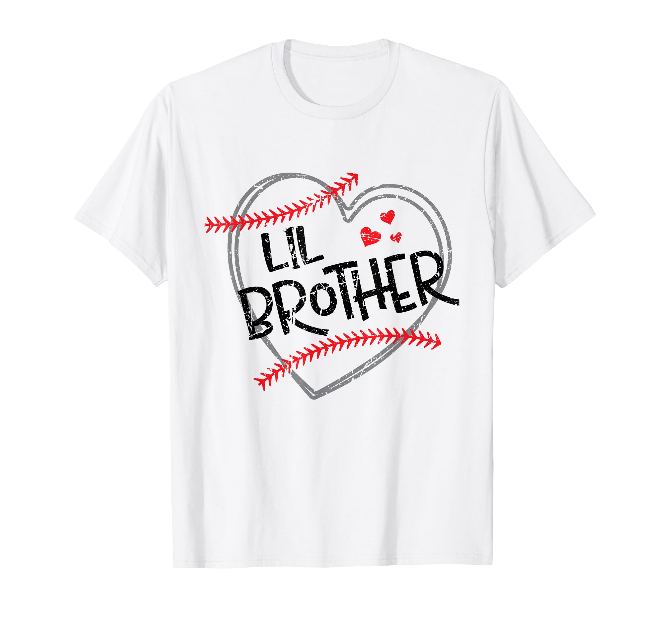 Lil Brother Baseball Heart Funny T-Shirt - Casual Everyday Wear Men Women - T-Shirt, Sweatshirt, Hoodie