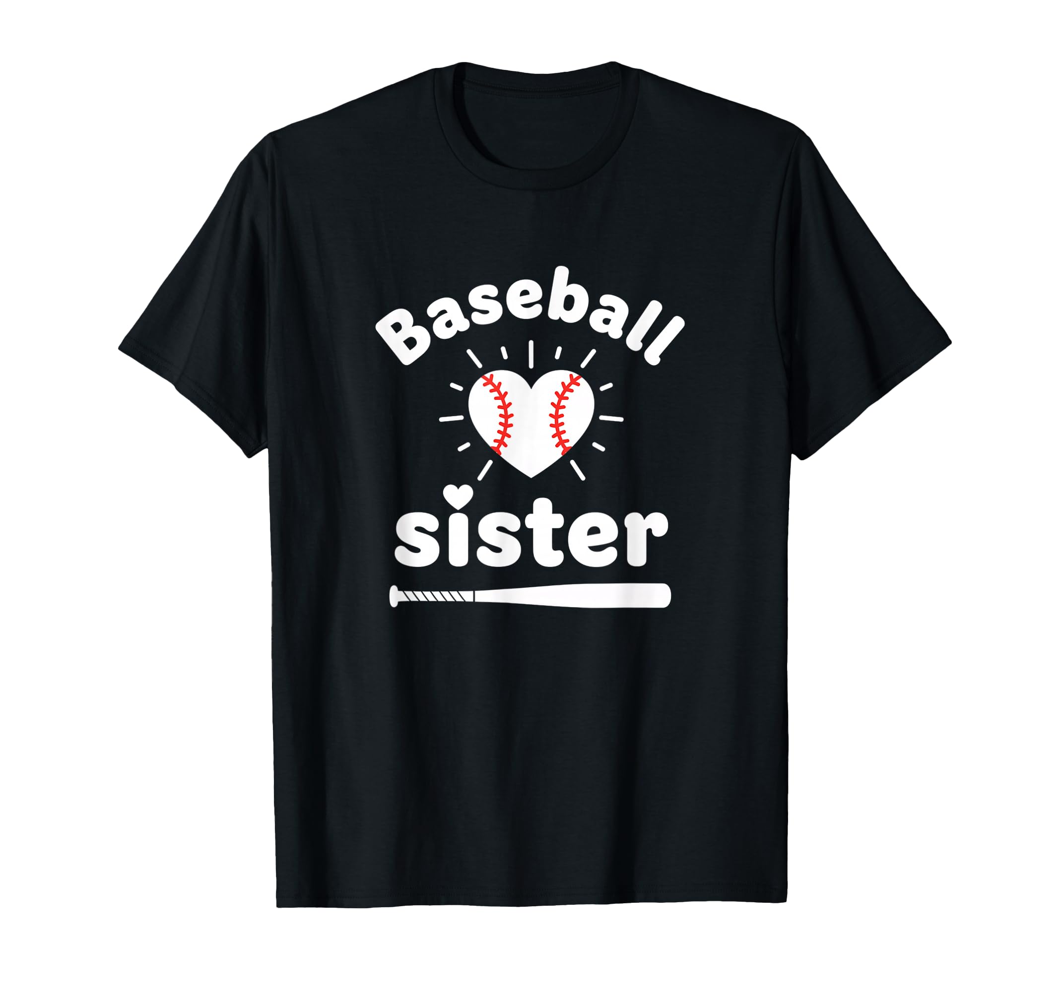 Baseball Sister Heart Bat Funny T-Shirt - Minimalist Print for Adults - T-Shirt, Sweatshirt, Hoodie
