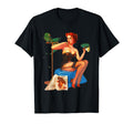 Pin Up Redhead Beauty Lingerie Parrot T-Shirt - Custom Art Print Men Women - T-Shirt, Sweatshirt, Hoodie