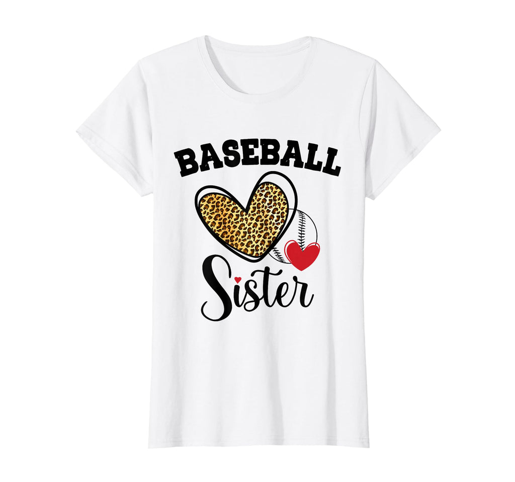 Baseball Sister Leopard Heart T-Shirt - Casual Everyday Wear for Adults - T-Shirt, Sweatshirt, Hoodie