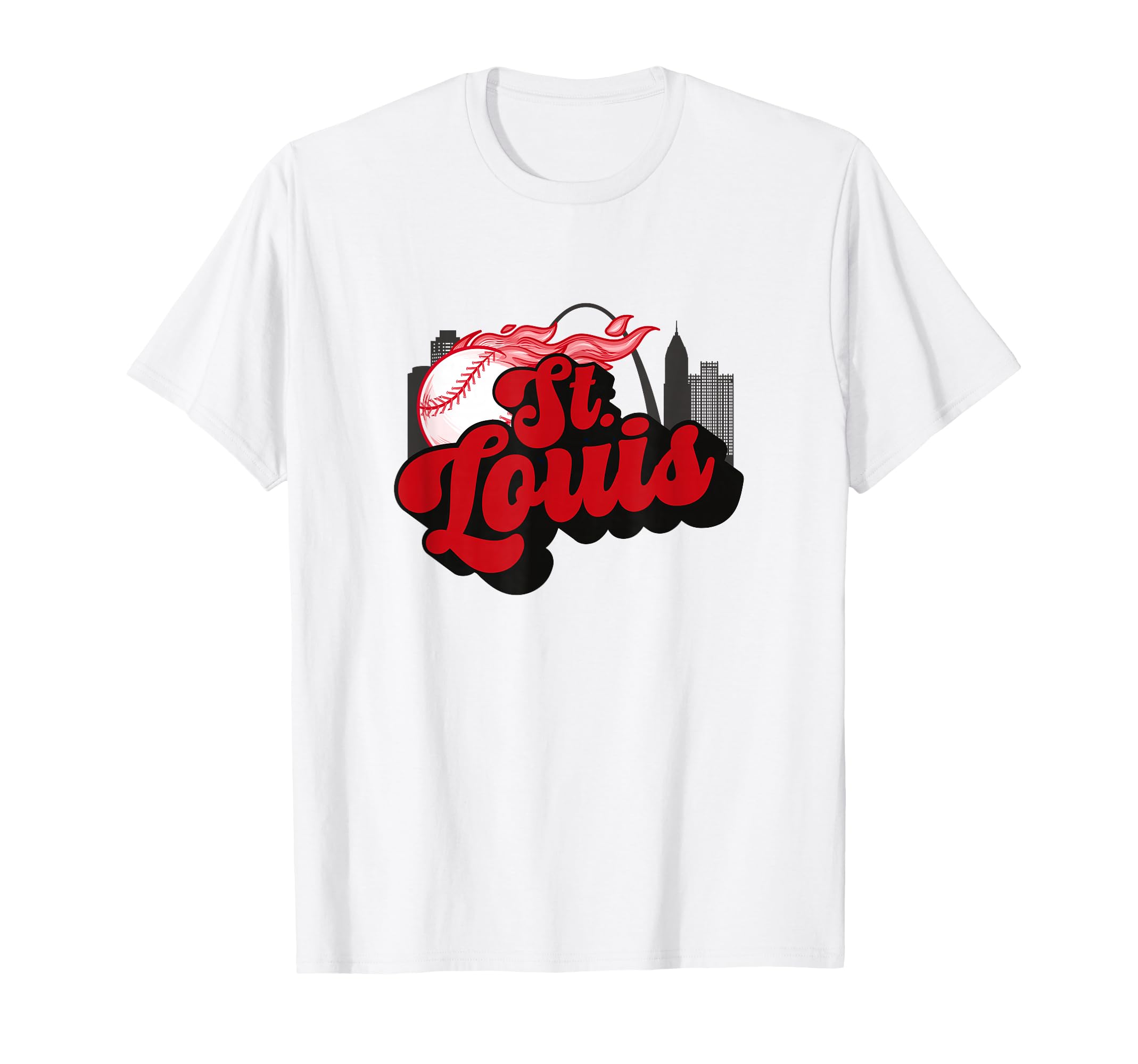 St Louis Baseball City Skyline Baseball T-Shirt - Minimalist Print Unisex - T-Shirt, Sweatshirt, Hoodie