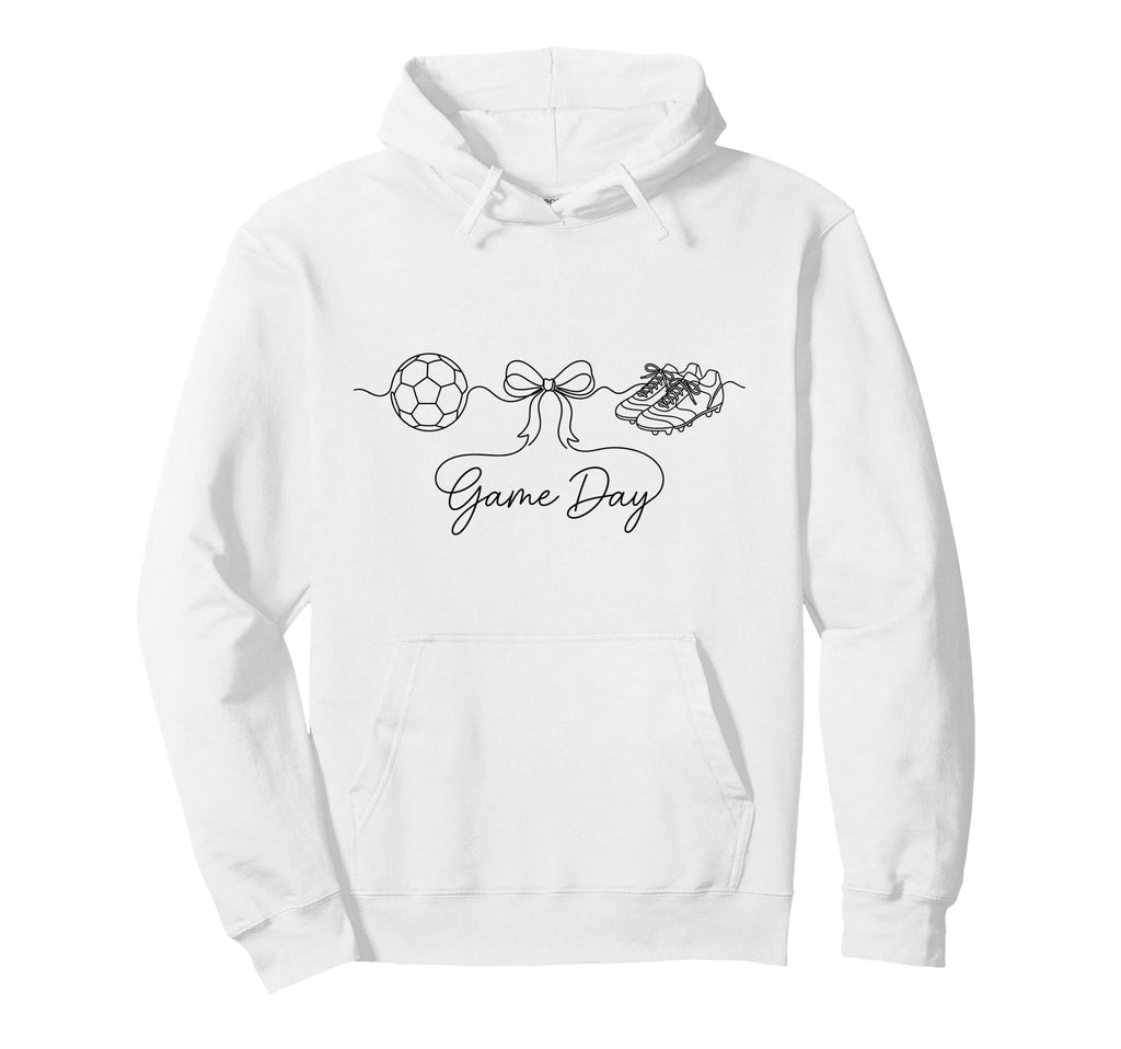 Game Day Soccer Mom Ball Bow Cleats Hoodie - Casual Everyday Wear Unisex - T-Shirt, Sweatshirt, Hoodie