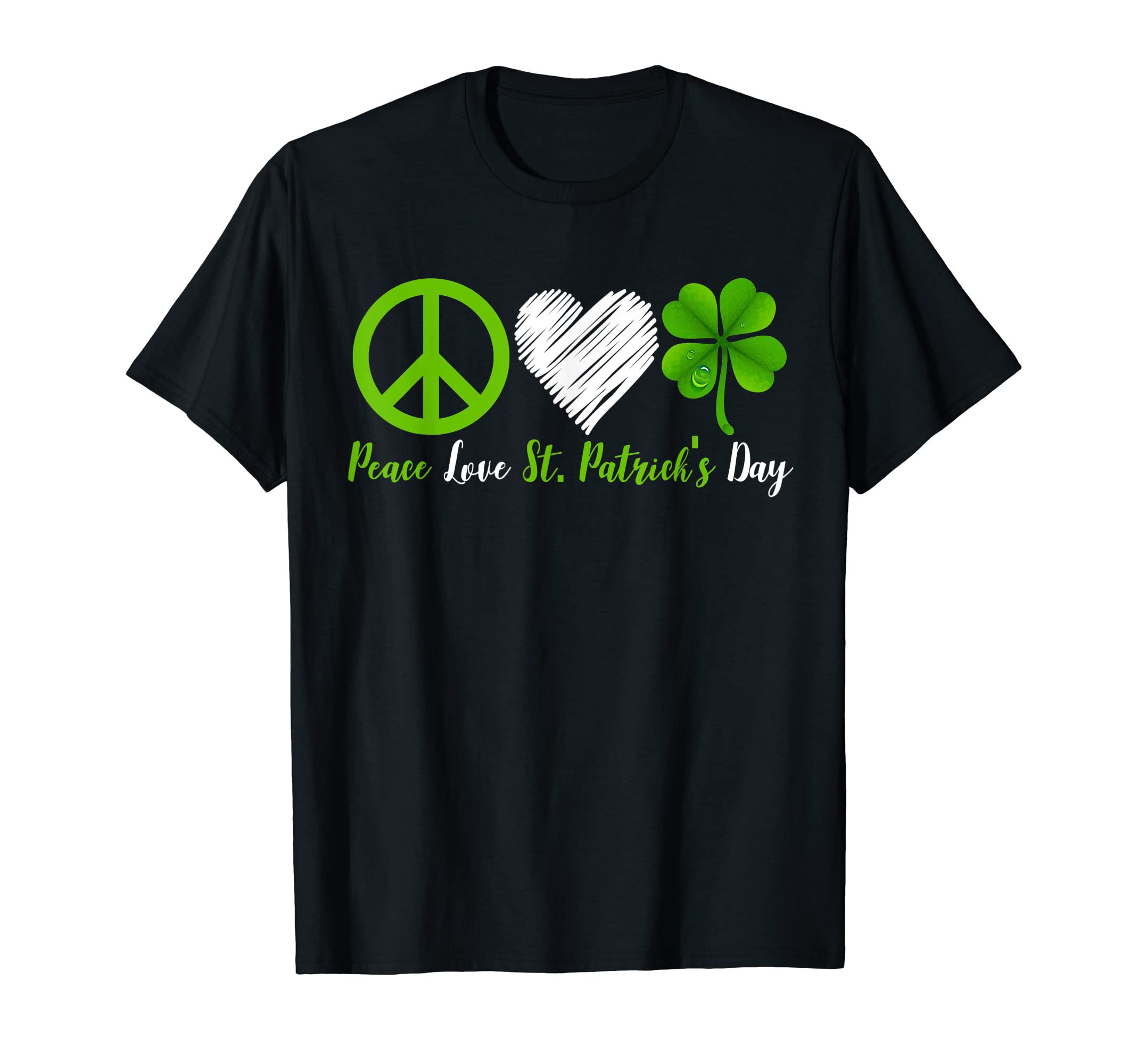 Peace Sign Heart Green Shamrock Peace T-Shirt - Custom Art Print Unisex - T-Shirt, Sweatshirt, Hoodie