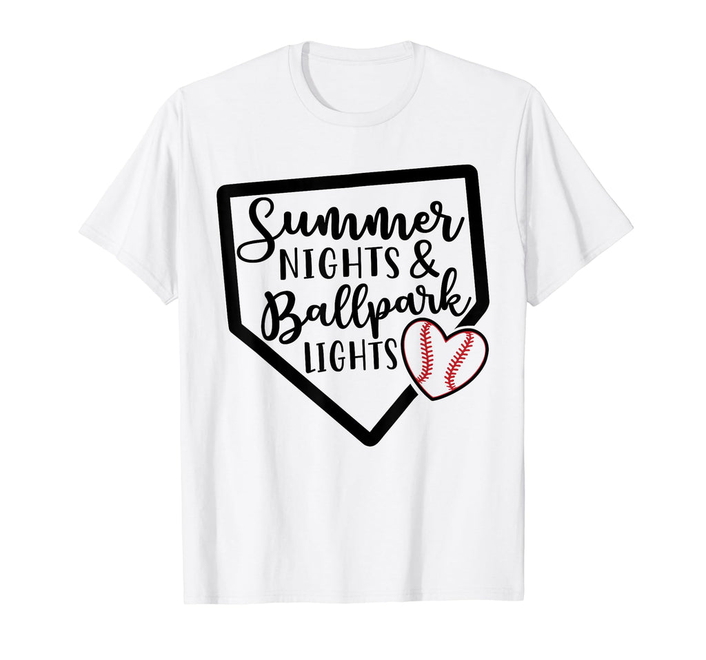 Summer Nights Ballpark Lights Baseball T-Shirt - Novelty Apparel Unisex - T-Shirt, Sweatshirt, Hoodie