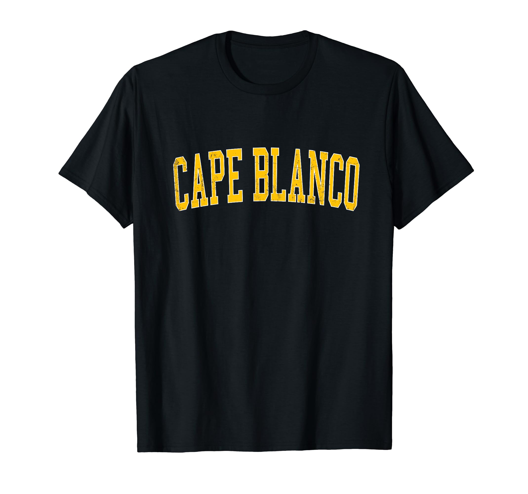Cape Blanco Distressed Gold Varsity T-Shirt - Graphic Print Men Women - T-Shirt, Sweatshirt, Hoodie