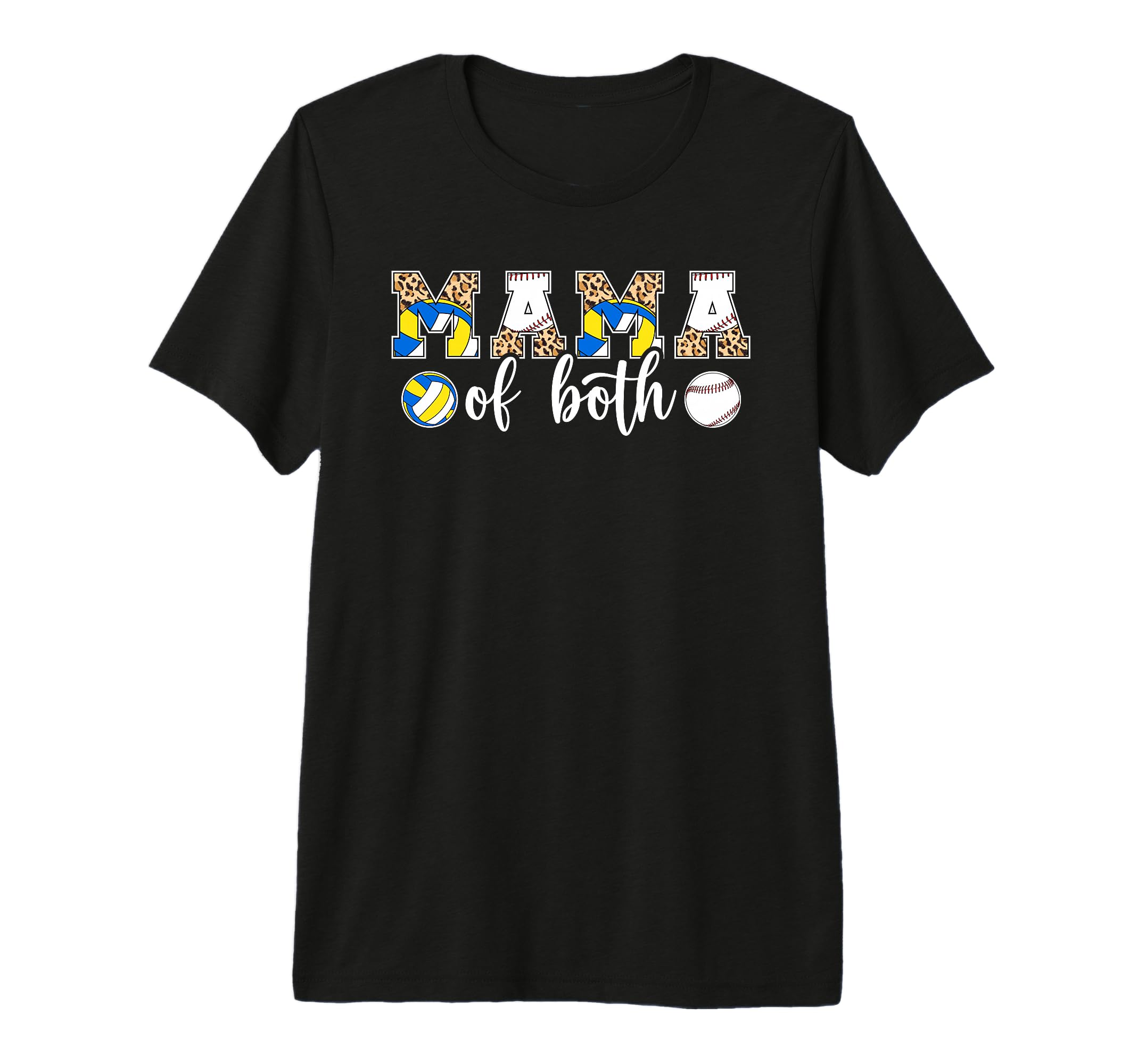 Mama Both Leopard Volleyball Baseball T-Shirt - Unique Graphic Men Women - T-Shirt, Sweatshirt, Hoodie