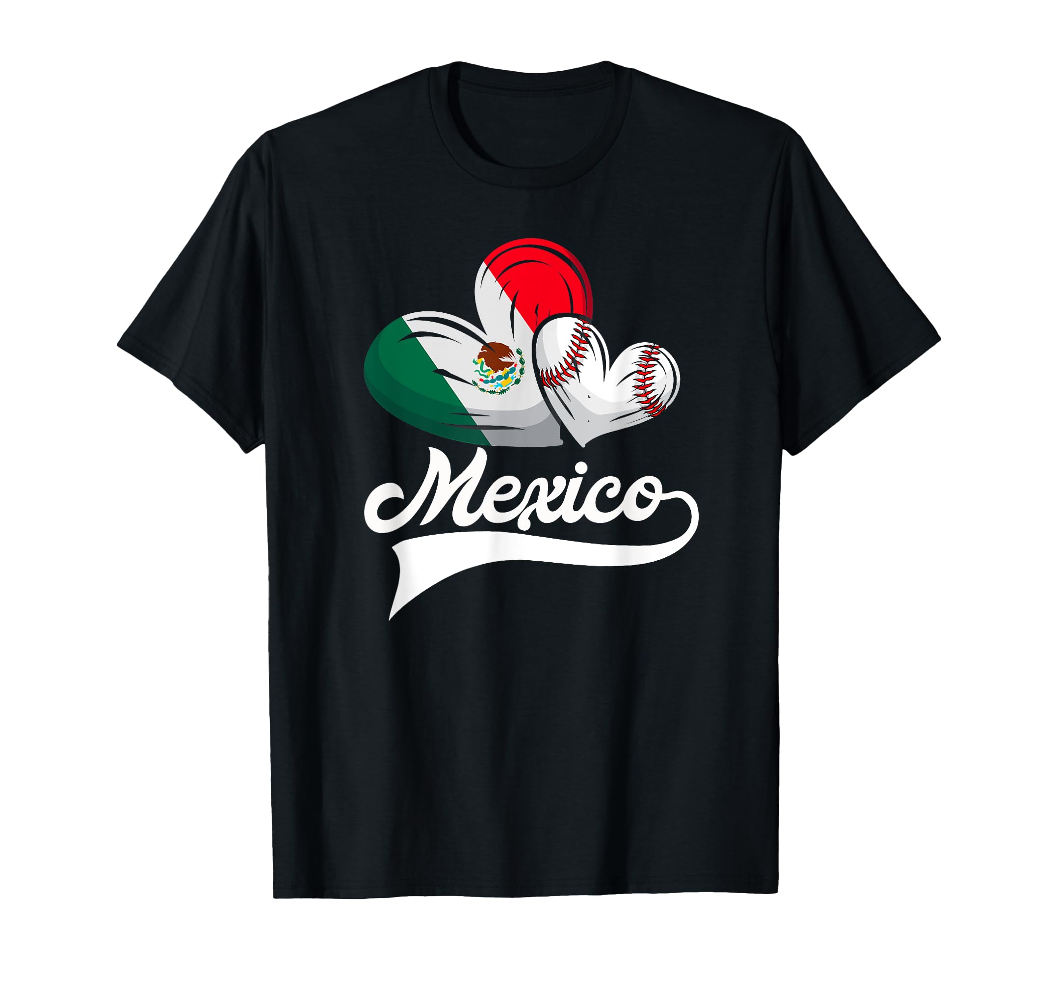 Mexican Baseball Player Mexico Flag Heart T-Shirt - Trendy Graphic Unisex - T-Shirt, Sweatshirt, Hoodie