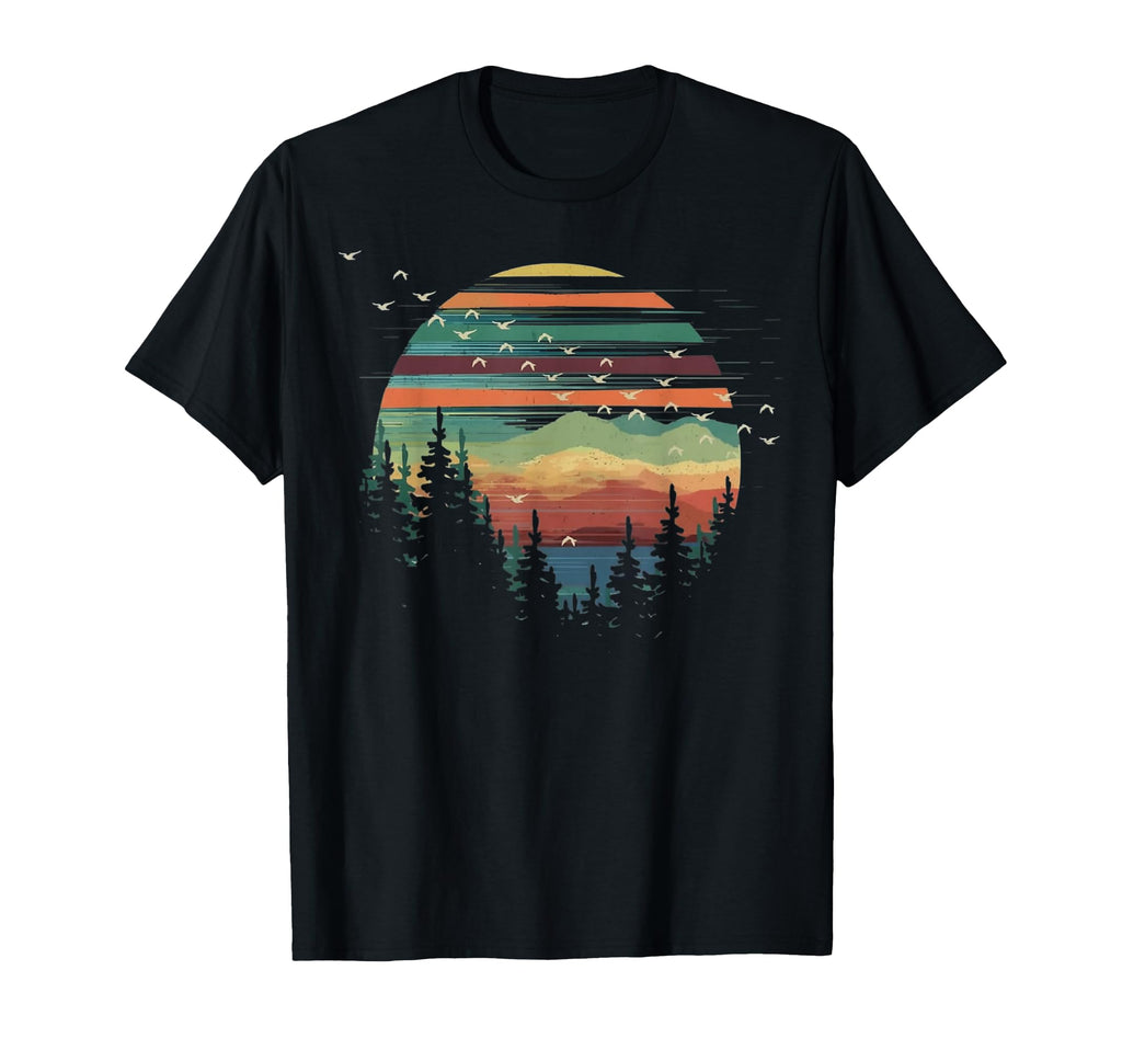 Forest Themed Pine Trees Sunset T-Shirt - Graphic Print for Adults - T-Shirt, Sweatshirt, Hoodie
