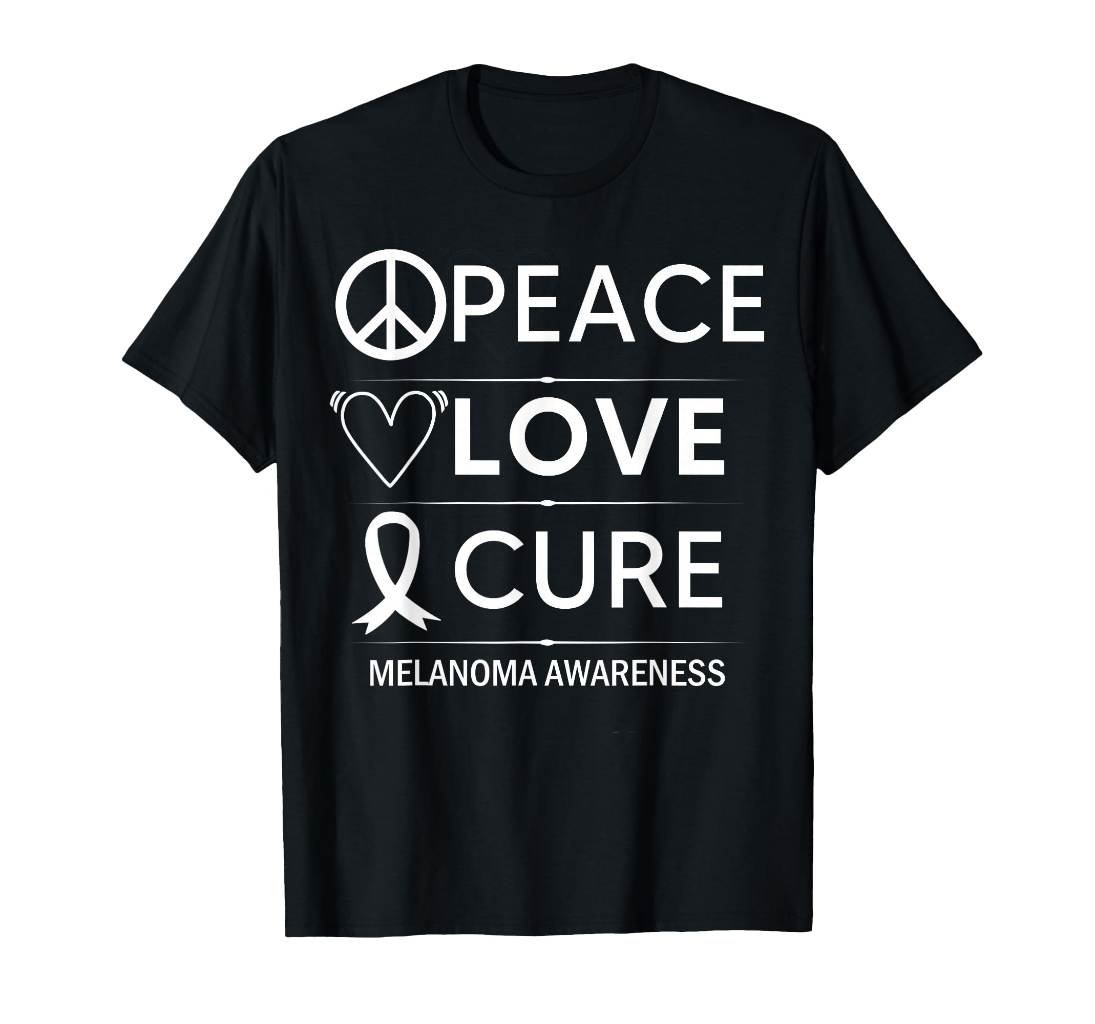 Melanoma Cancer Awareness Peace Love T-Shirt - Aesthetic Graphic Unisex - T-Shirt, Sweatshirt, Hoodie