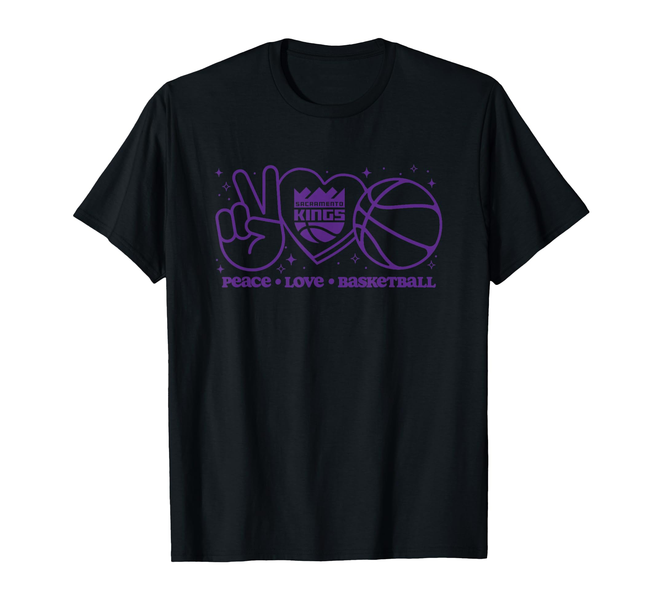 Nba Sacramento Kings Peace Love T-Shirt - Custom Art Print for Adults - T-Shirt, Sweatshirt, Hoodie