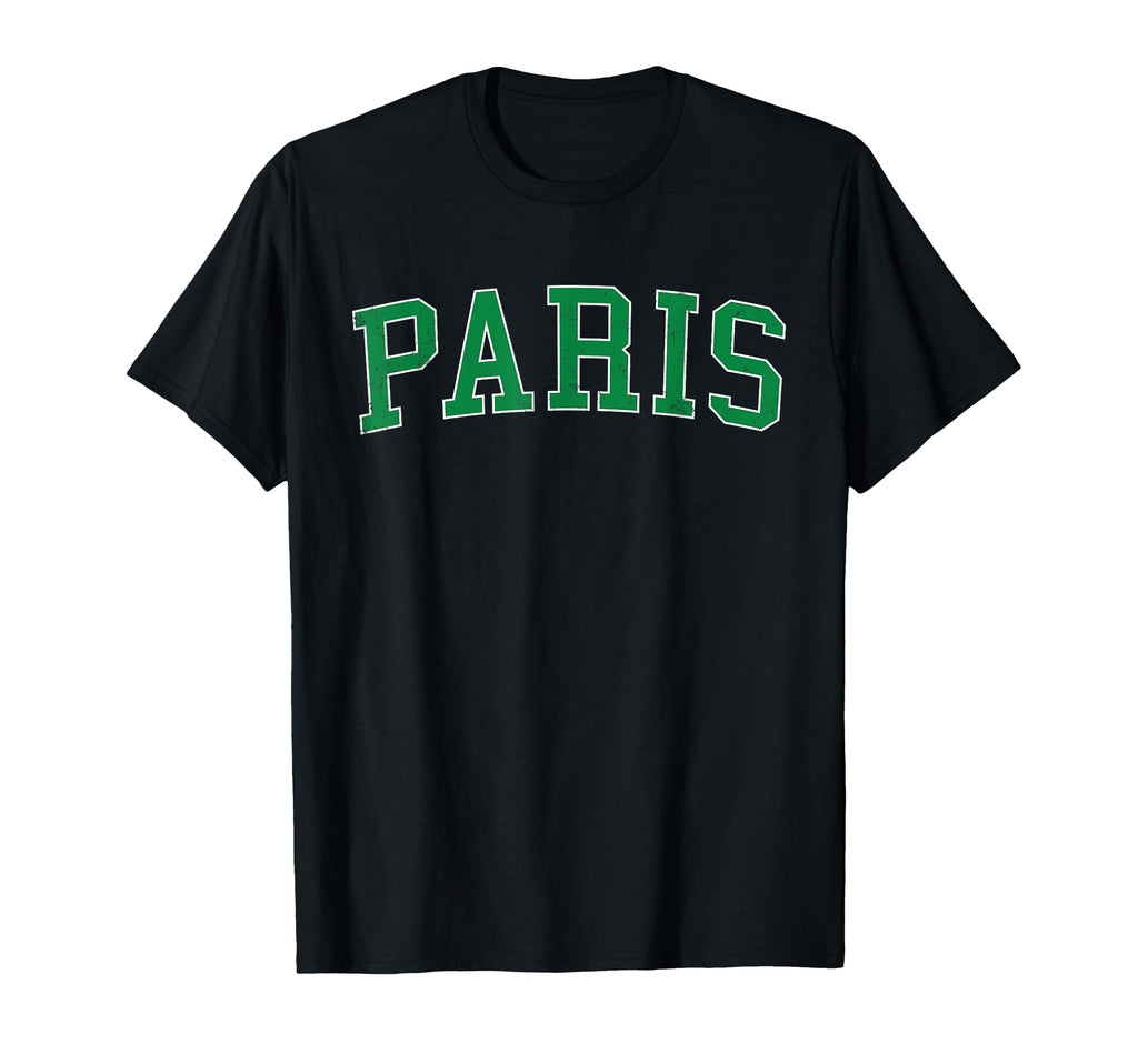 Paris Tx Distressed Green Varsity T-Shirt - Casual Everyday Wear for Adults - T-Shirt, Sweatshirt, Hoodie