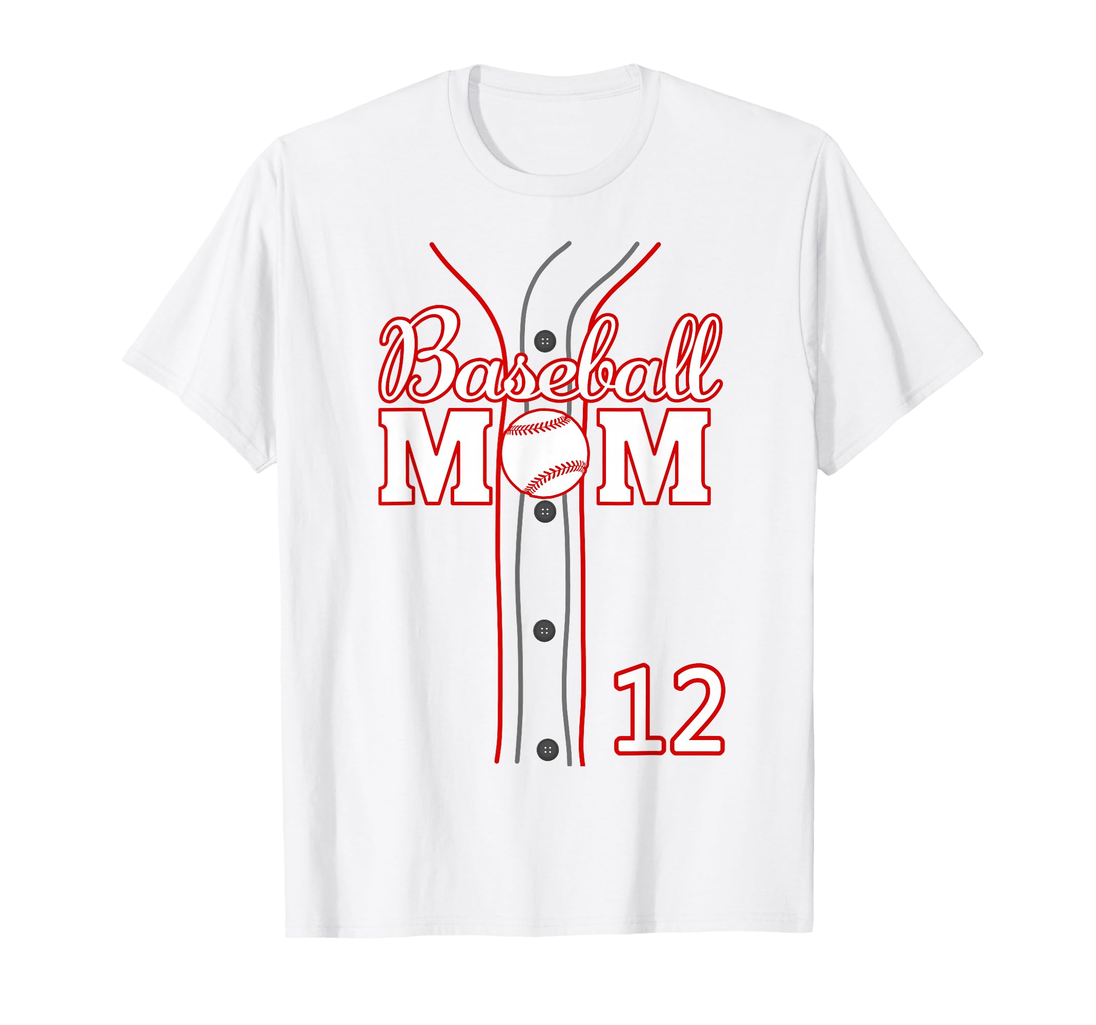 Baseball Mom 12 Number 12 Jersey Team T-Shirt - Custom Art Print Men Women - T-Shirt, Sweatshirt, Hoodie