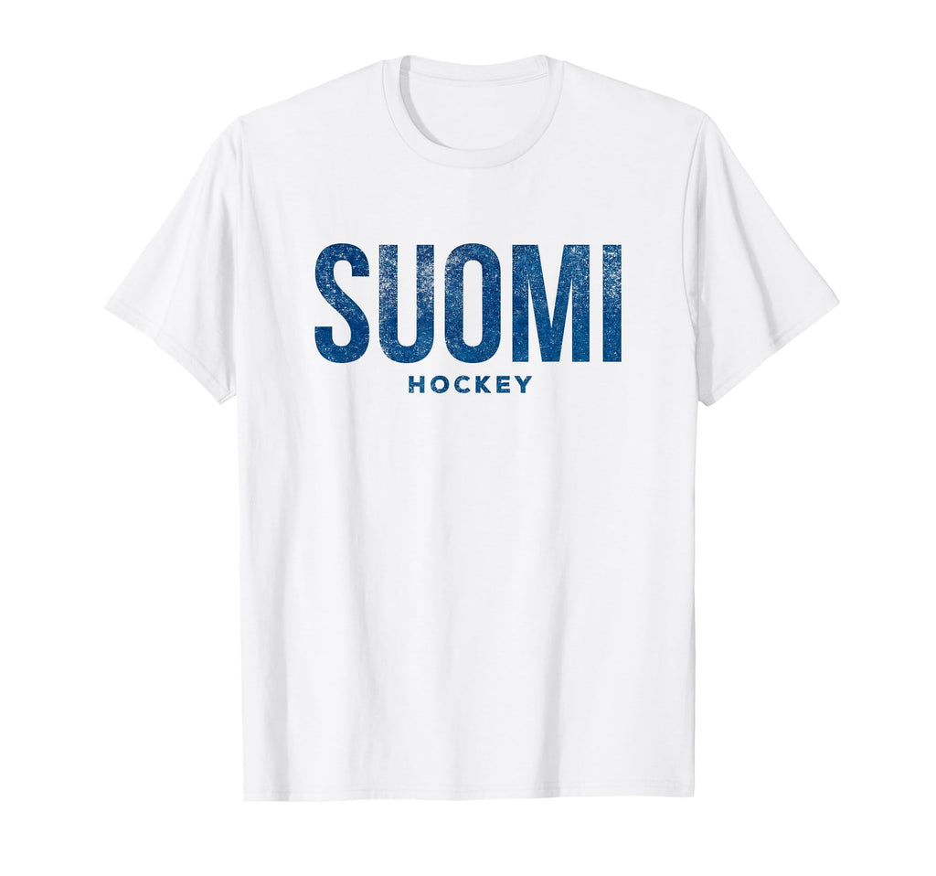 Finland Suomi Hockey Distressed T-Shirt - Novelty Apparel for Adults - T-Shirt, Sweatshirt, Hoodie