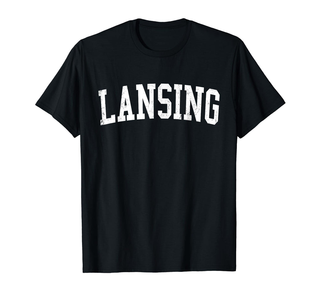 Lansing Ks Distressed White Varsity T-Shirt - Unique Graphic Unisex - T-Shirt, Sweatshirt, Hoodie