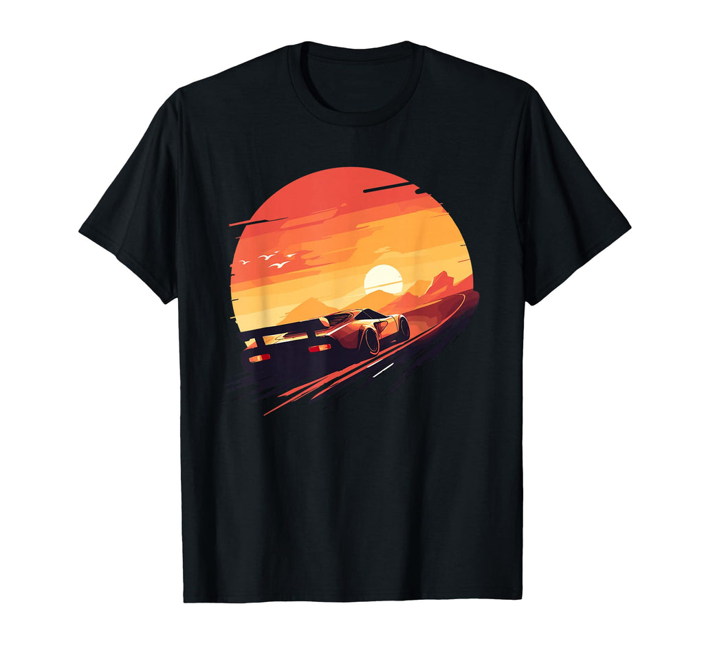 Sunset Speedster Race Car Enthusiast T-Shirt - Trendy Graphic for Adults - T-Shirt, Sweatshirt, Hoodie