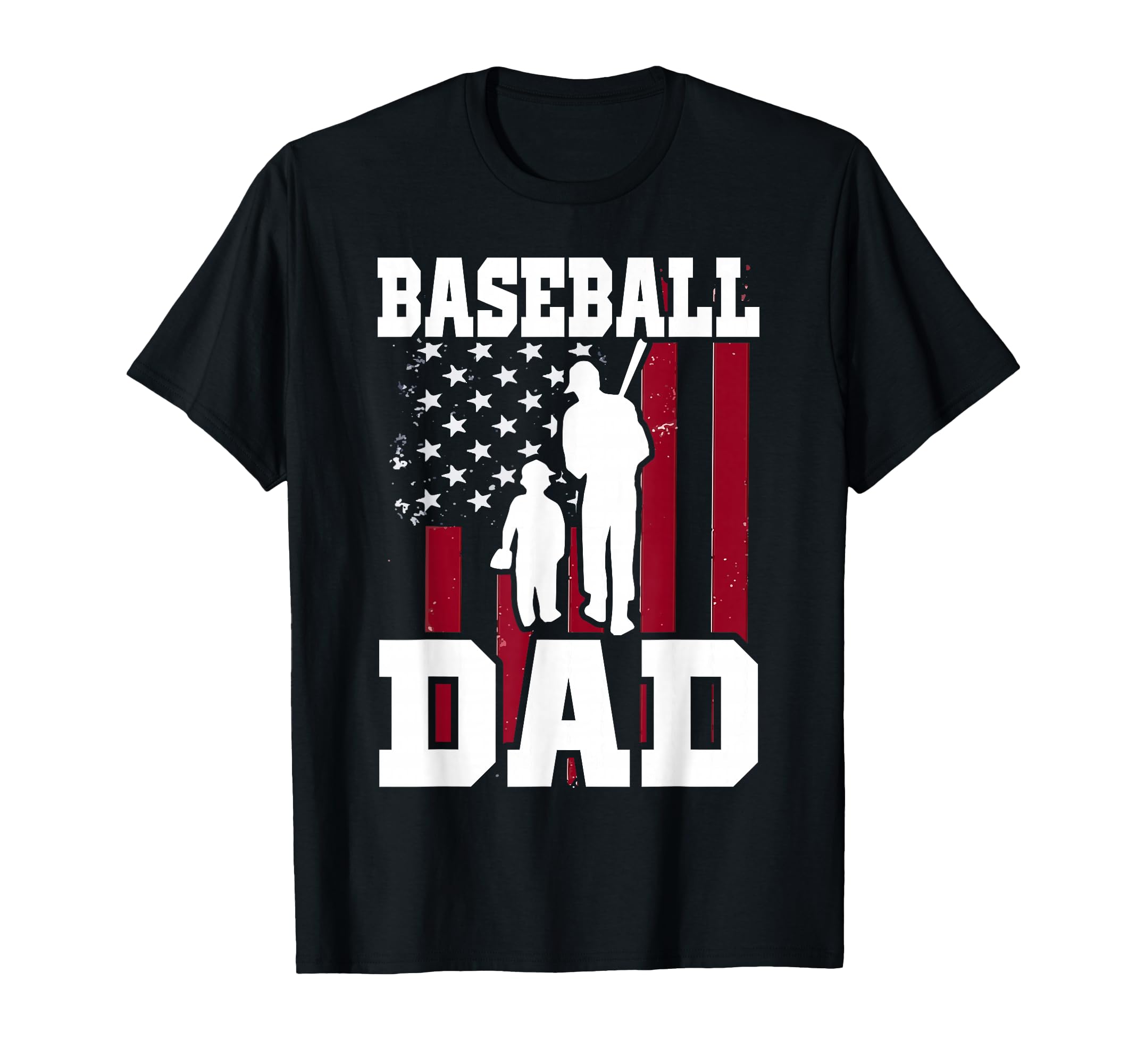 Fathers Day Baseball Dad Usa Flag Dad T-Shirt - Unique Graphic Unisex - T-Shirt, Sweatshirt, Hoodie