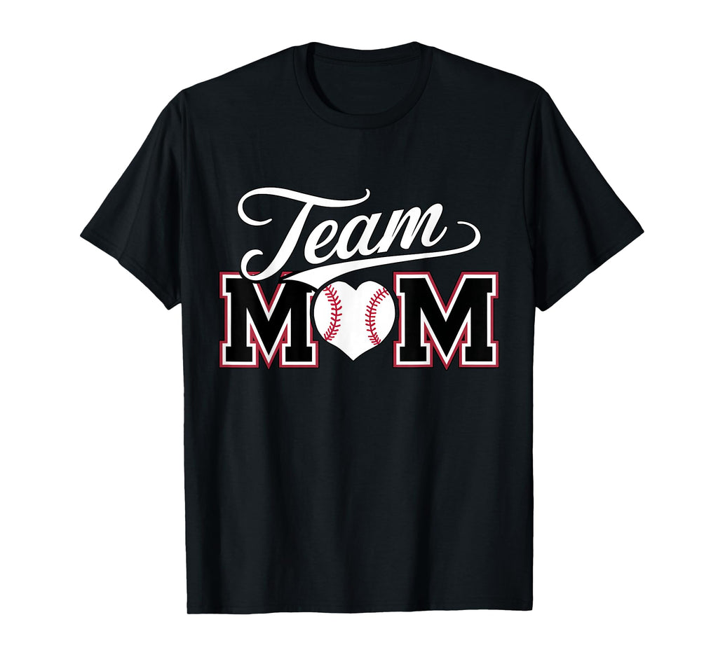 Team Mom Baseball Heart Sports Parent T-Shirt - Unique Graphic for Adults - T-Shirt, Sweatshirt, Hoodie