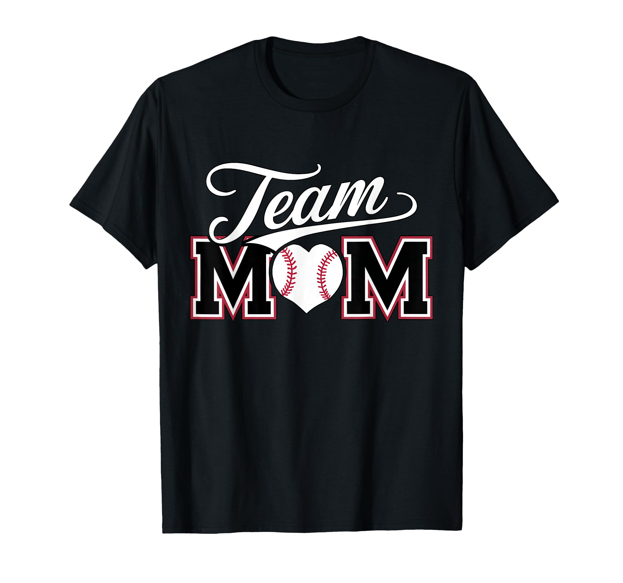 Team Mom Baseball Heart Sports Parent T-Shirt - Unique Graphic for Adults - T-Shirt, Sweatshirt, Hoodie