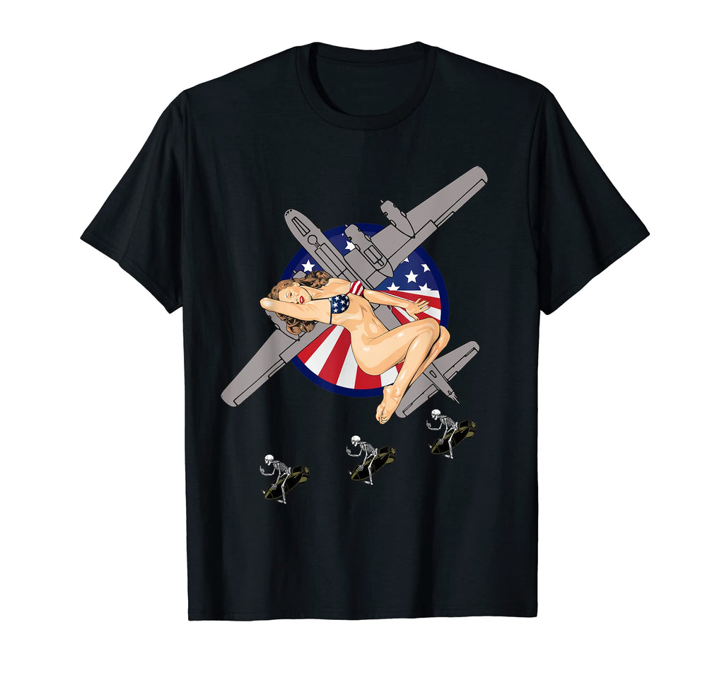 Wwii Nose Art Bomber Pinup Bikini T-Shirt - Casual Everyday Wear Men Women - T-Shirt, Sweatshirt, Hoodie
