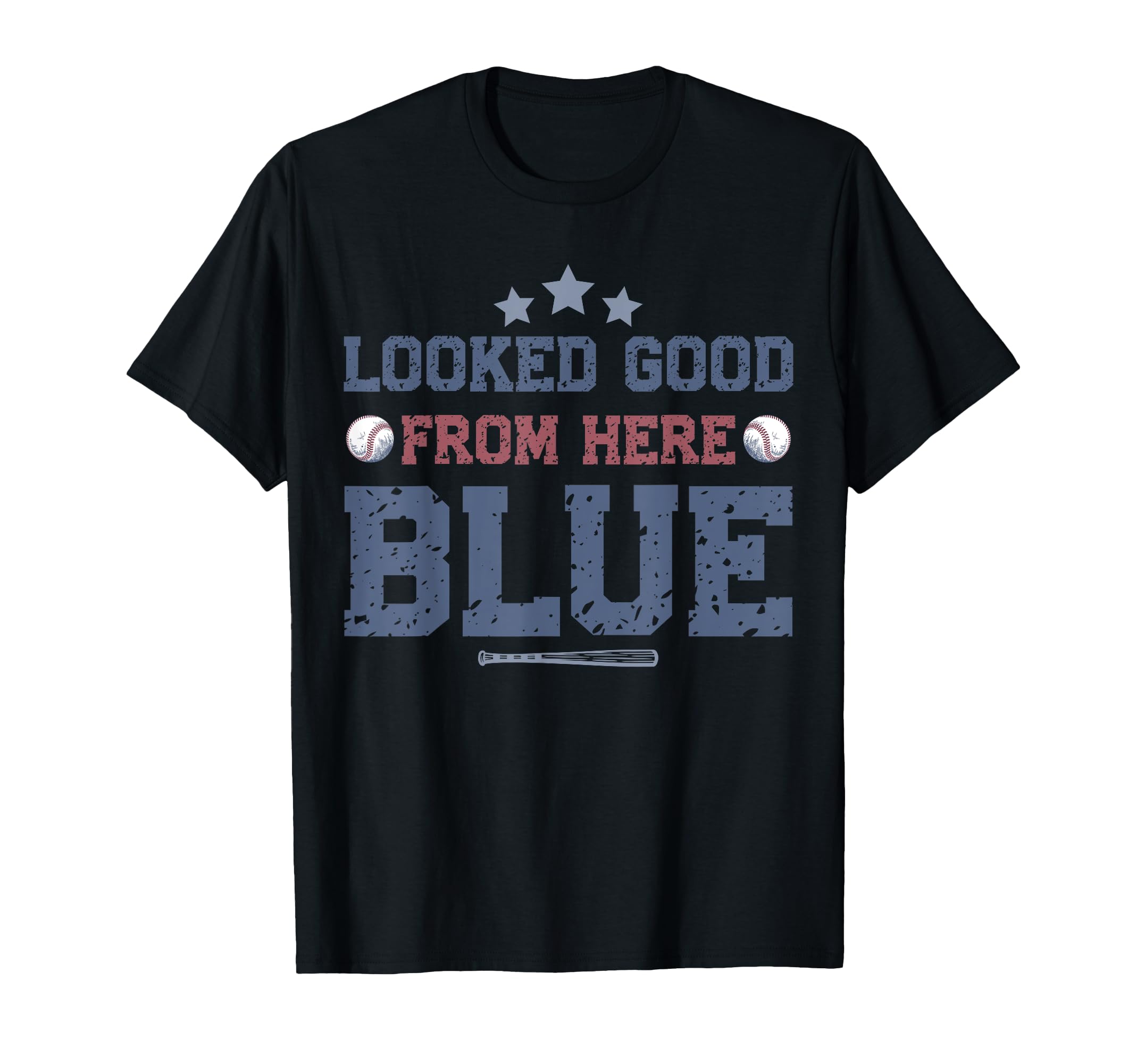 Looked Good From Here Blue Funny T-Shirt - Custom Art Print for Adults - T-Shirt, Sweatshirt, Hoodie