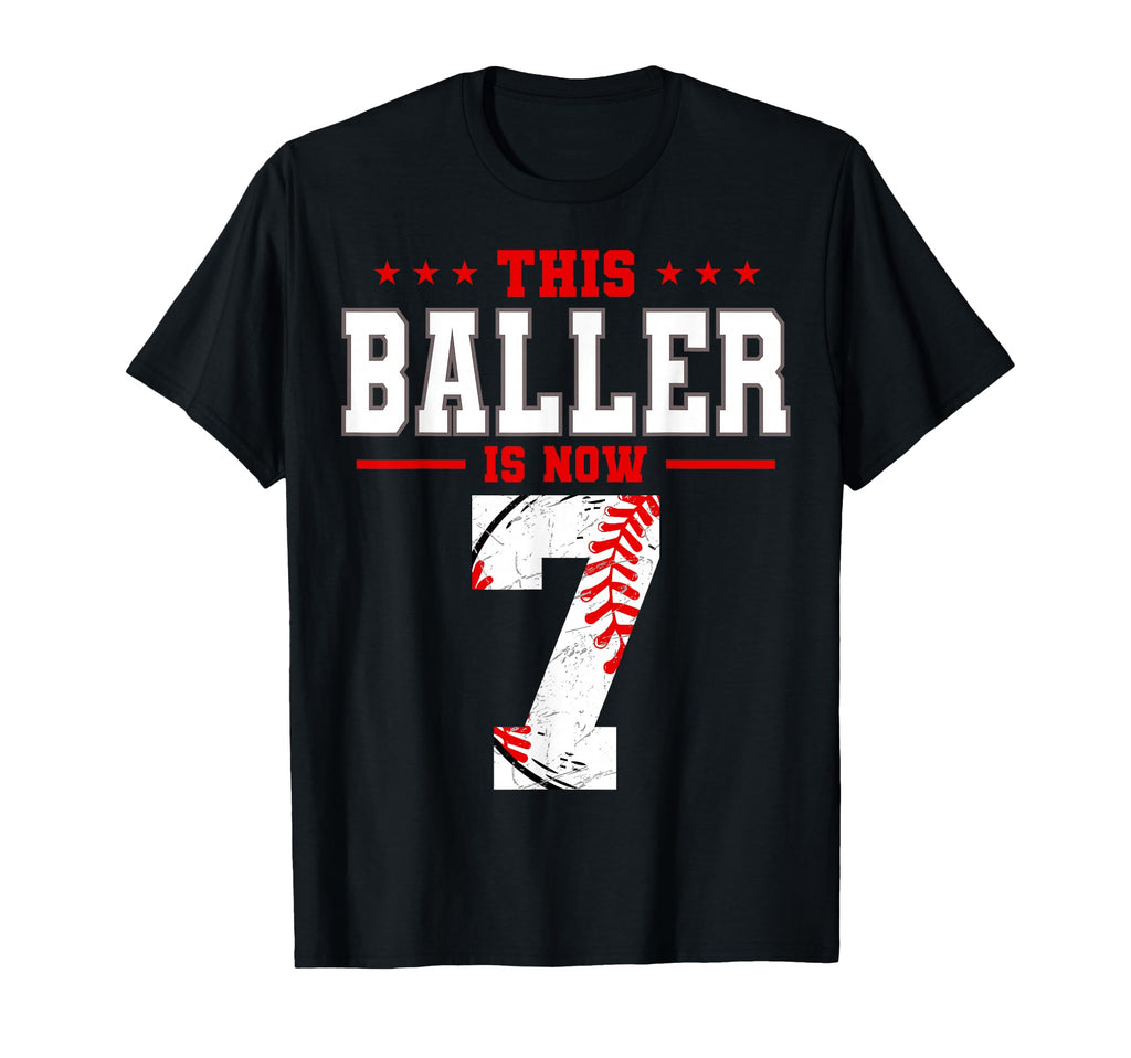 This Baller Is Now 7 Birthday Baseball T-Shirt - Custom Art Print Unisex - T-Shirt, Sweatshirt, Hoodie