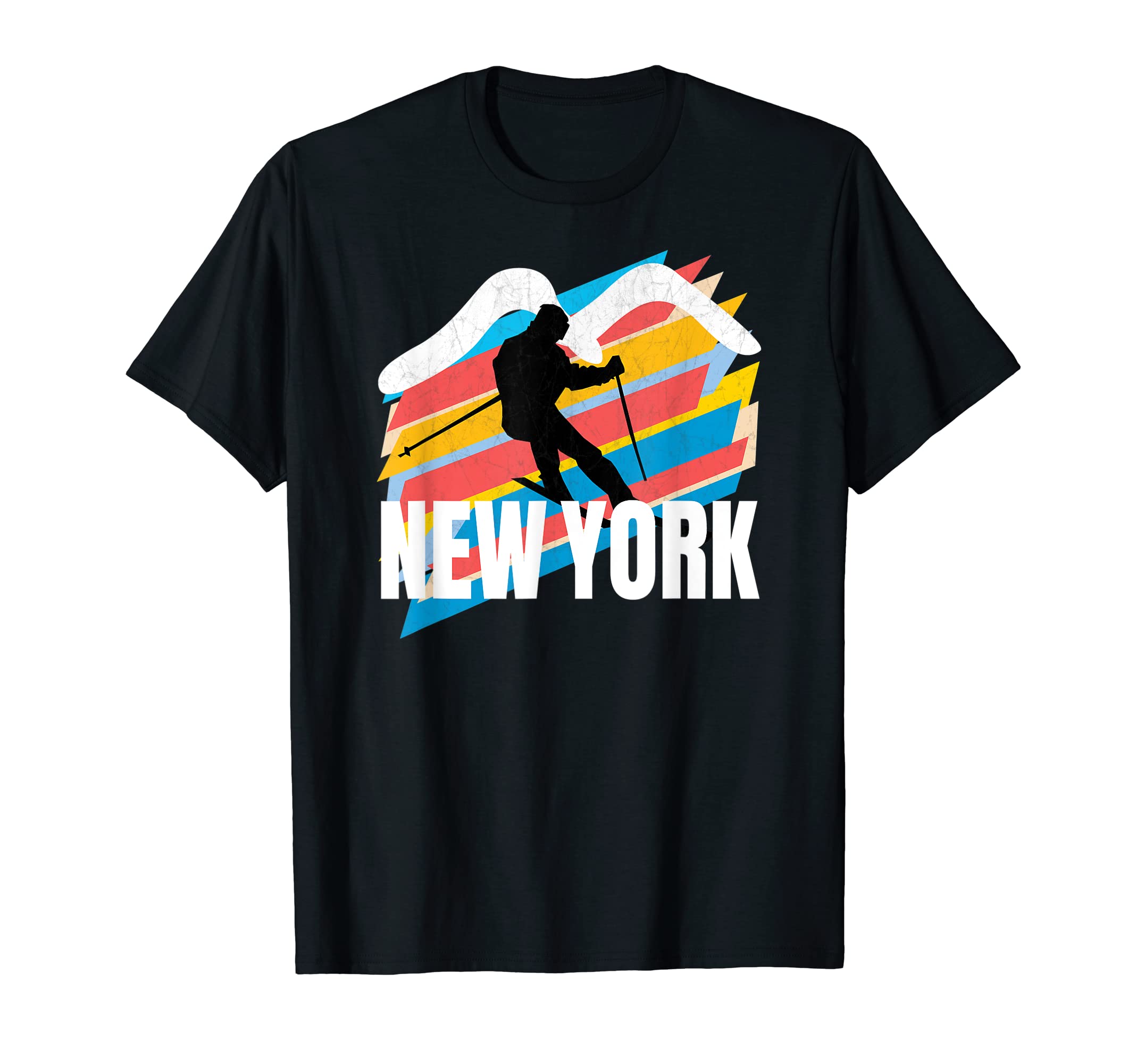 Slalom Skier Poles New York Striped New T-Shirt - Trendy Graphic Men Women - T-Shirt, Sweatshirt, Hoodie