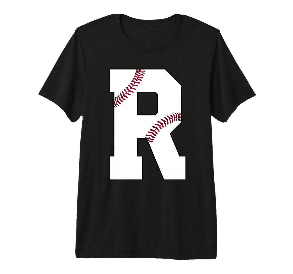 R Baseball Initial Personalized T-Shirt - Fun Novelty Design Men Women - T-Shirt, Sweatshirt, Hoodie
