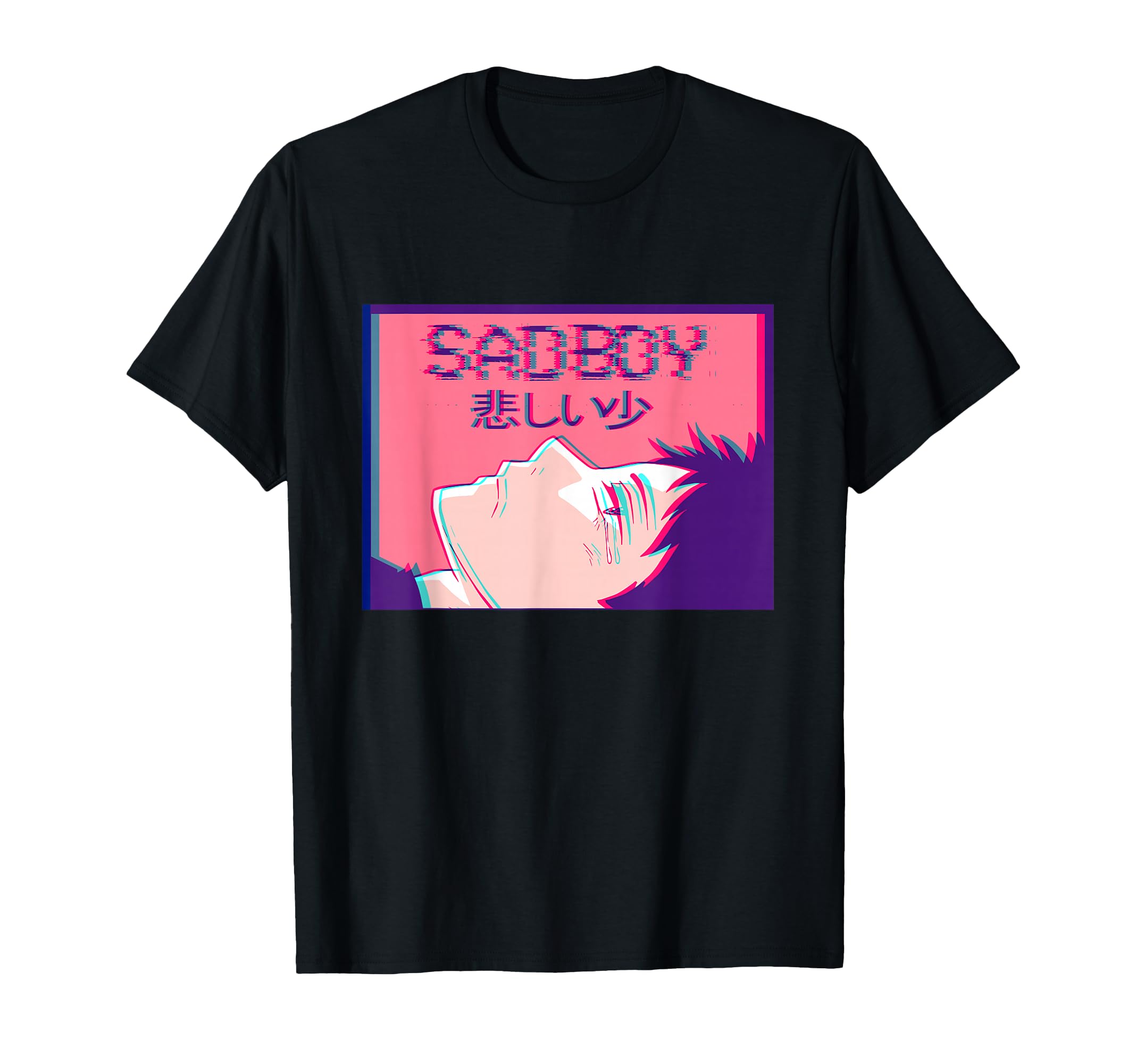 Sad Anime Emo Soft Eboy Vaporwave Aesthetic T-Shirt - Graphic Print Unisex - T-Shirt, Sweatshirt, Hoodie
