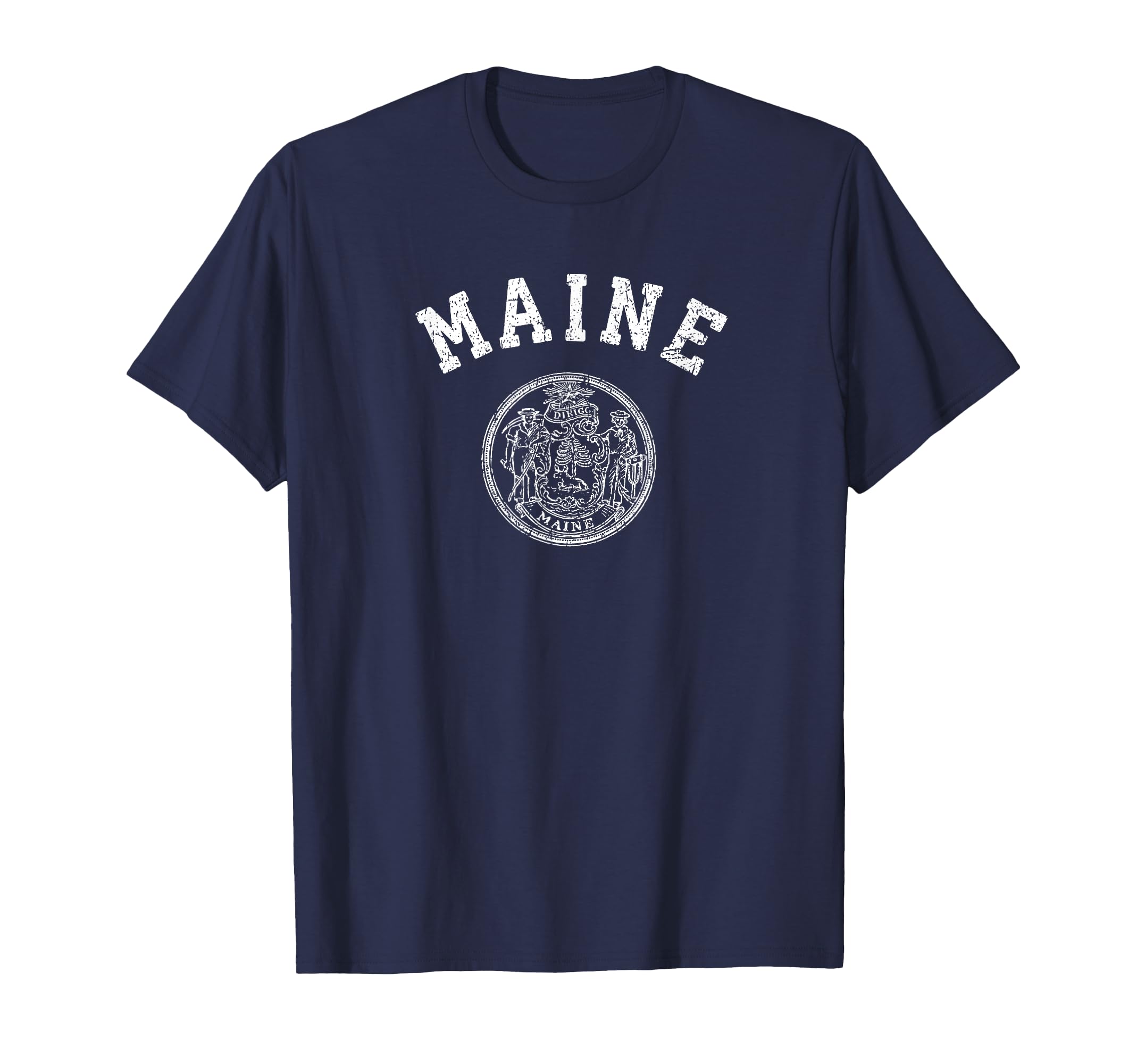 Maine Distressed State Flag Seal T-Shirt - Trendy Graphic for Adults - T-Shirt, Sweatshirt, Hoodie