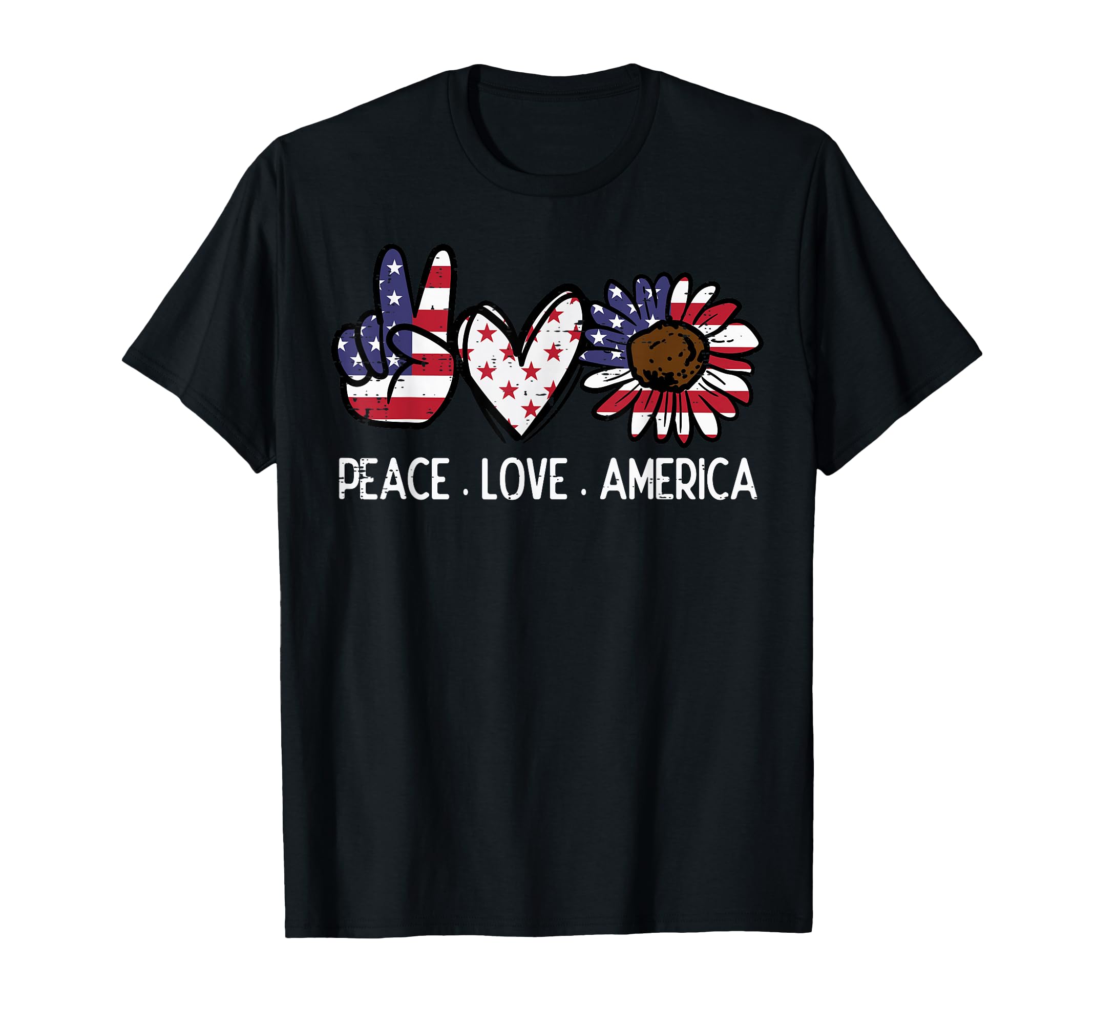 Peace Love America Us Flag Fourth T-Shirt - Novelty Apparel Men Women - T-Shirt, Sweatshirt, Hoodie
