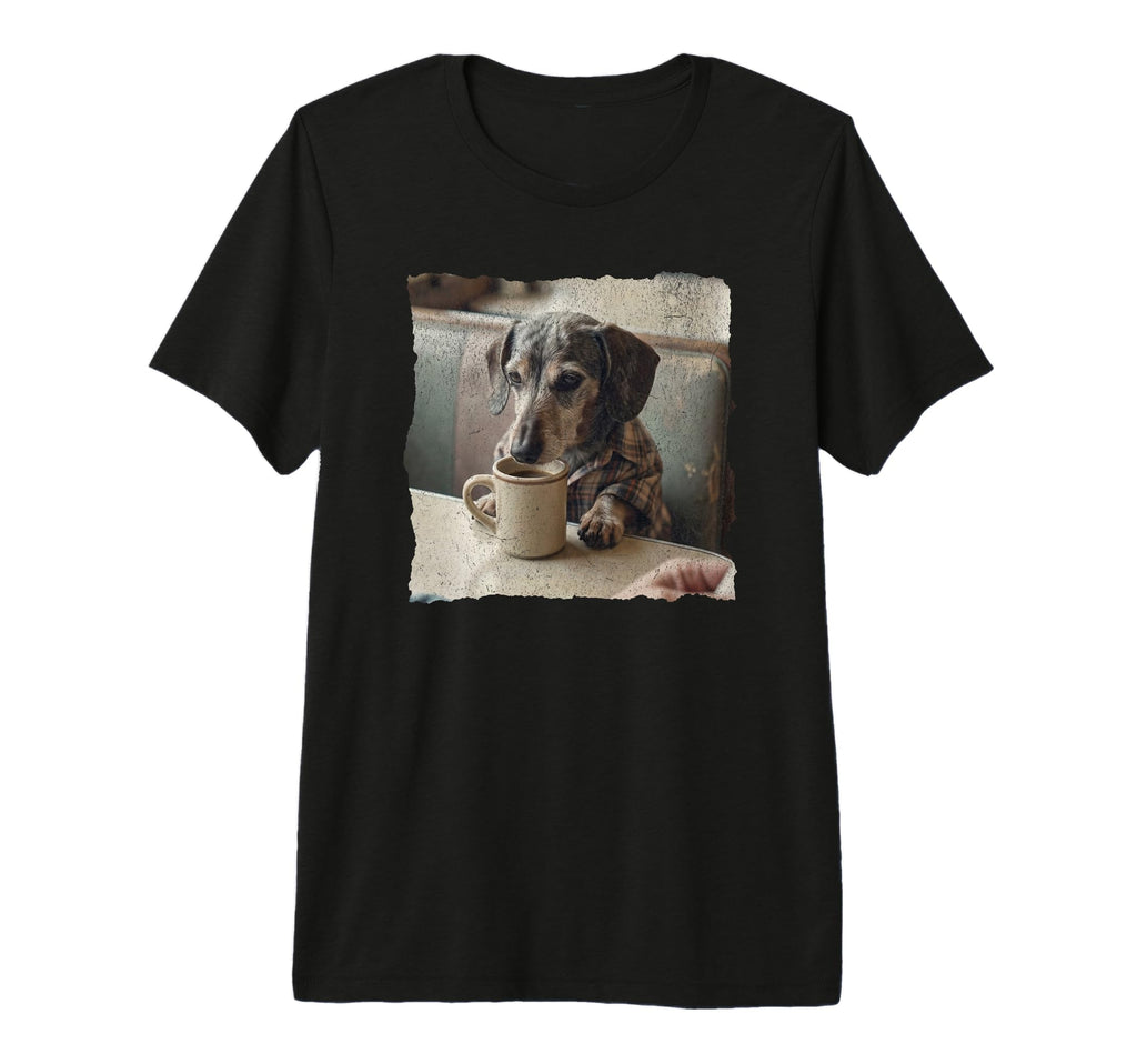 Dachshund Coffee Diner Art Dog Lovers T-Shirt - Aesthetic Graphic Unisex - T-Shirt, Sweatshirt, Hoodie