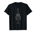 Rock Skeleton Hand Guitar Rose Bloom T-Shirt - Unique Graphic for Adults - T-Shirt, Sweatshirt, Hoodie