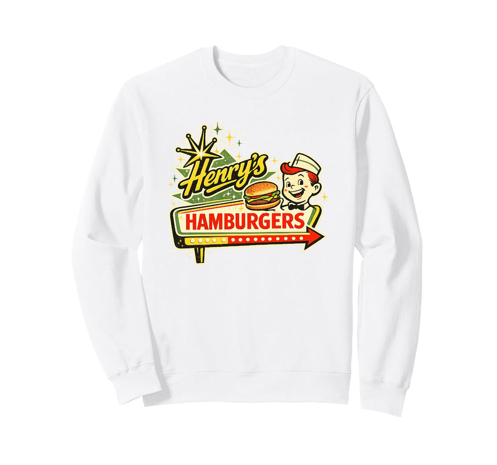 Diner Sign Art Henrys Hamburgers Sweatshirt - Aesthetic Graphic for Adults - T-Shirt, Sweatshirt, Hoodie