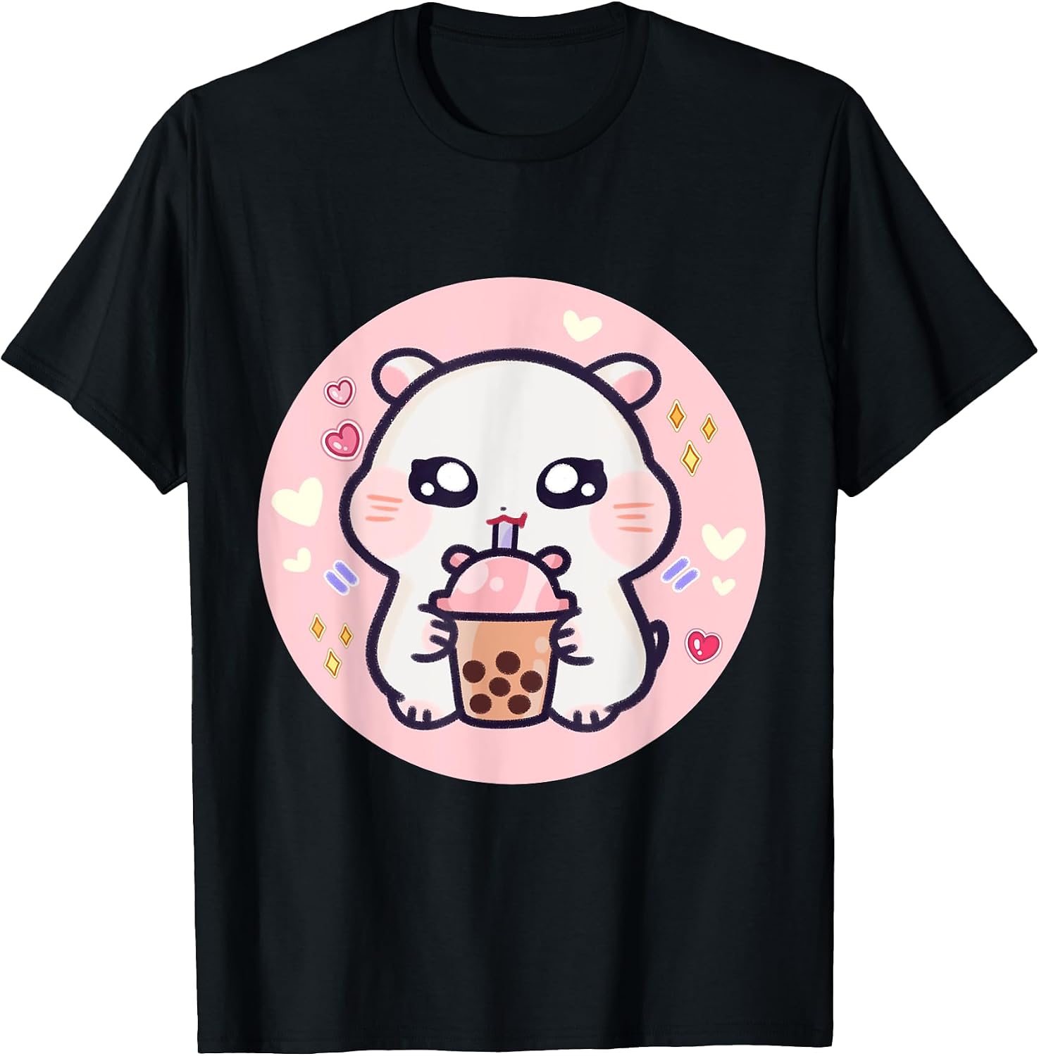 Kawaii Bubble Tea Pink Baby Hamster Boba - Adult & Kids T-Shirts, Sweatshirts & Hoodies apparel design preview 1