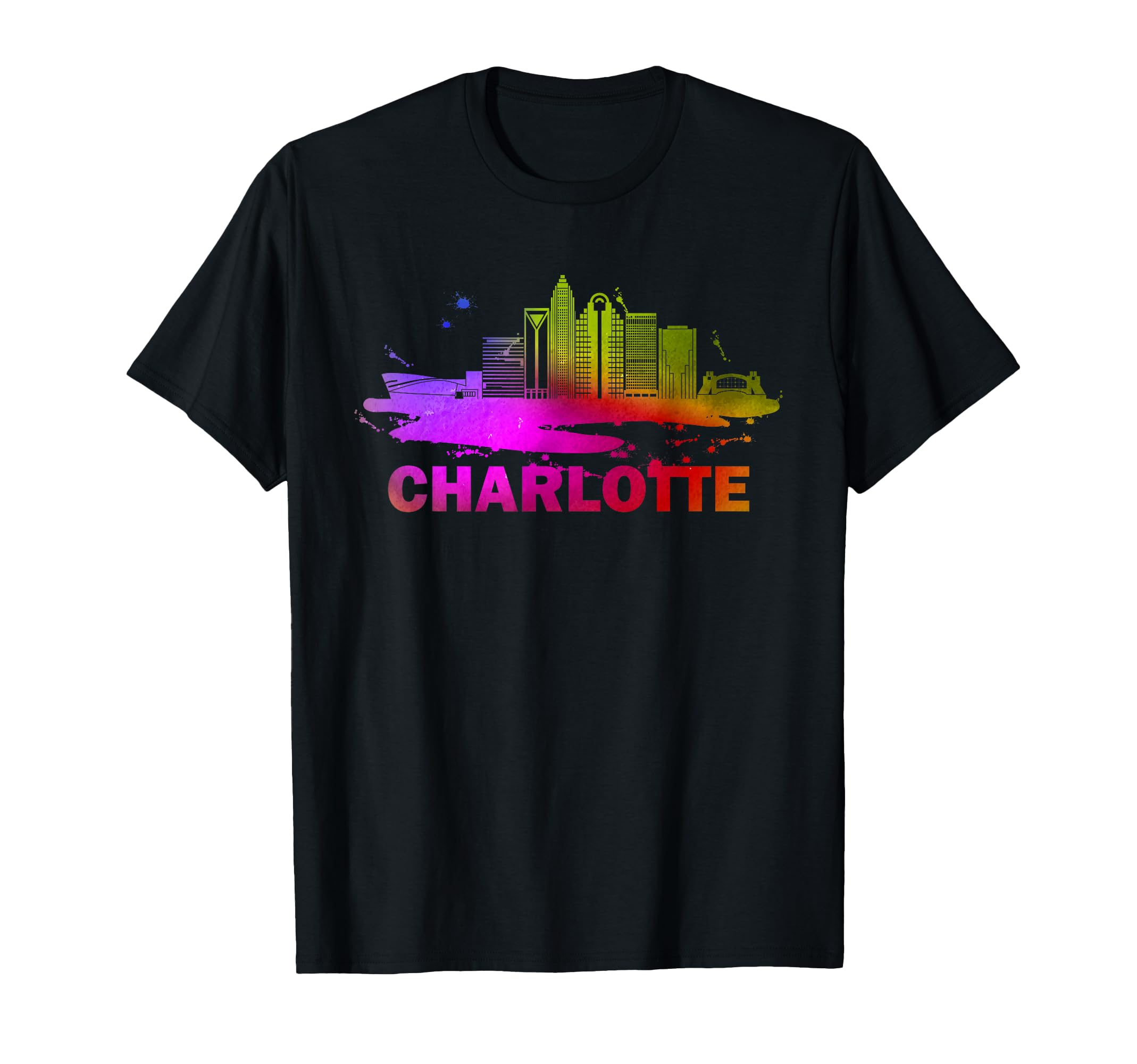Colorful Charlotte Cityscape Souvenir T-Shirt - Custom Art Print Unisex - T-Shirt, Sweatshirt, Hoodie