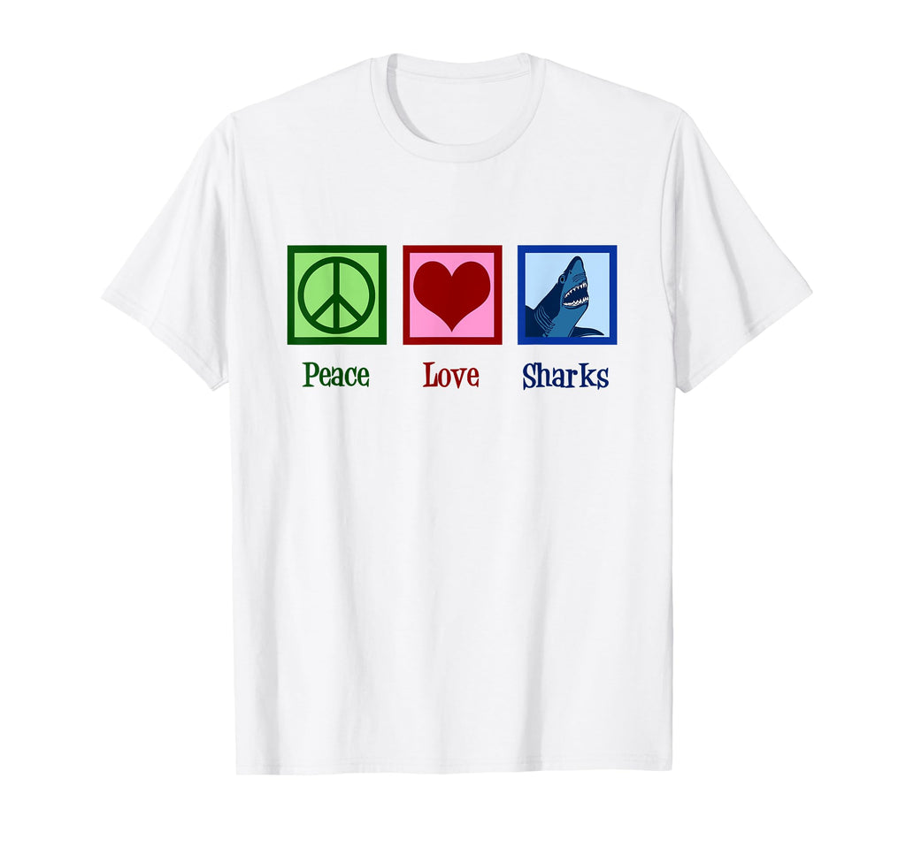 Peace Love Sharks T-Shirt - Custom Art Print Unisex - T-Shirt, Sweatshirt, Hoodie