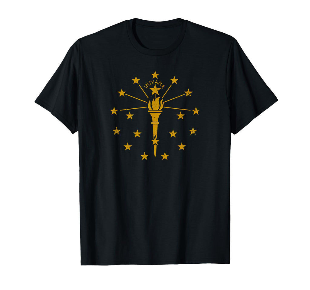 State Flag Indiana Distressed Gift T-Shirt - Trendy Graphic Men Women - T-Shirt, Sweatshirt, Hoodie