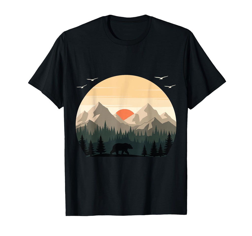 Bear Silhouette Mountain Forest T-Shirt - Minimalist Print Men Women - T-Shirt, Sweatshirt, Hoodie