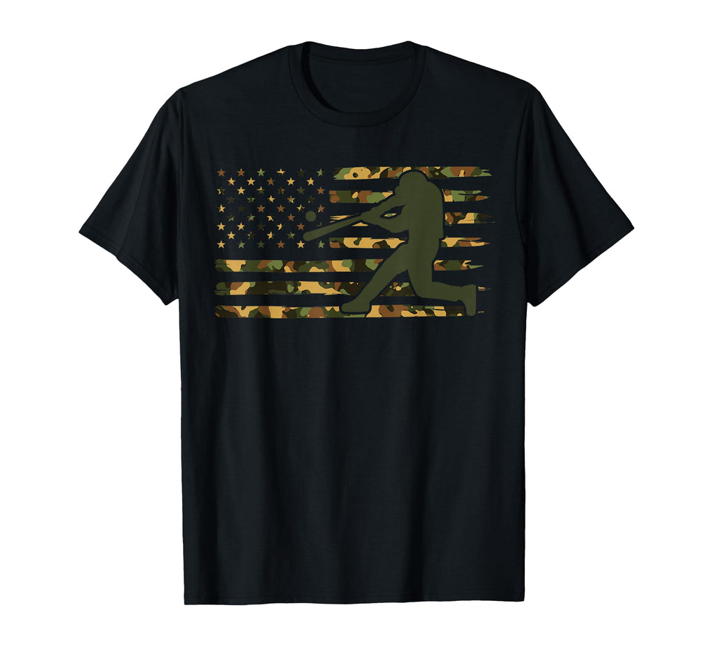 Camo Usa Flag Baseball American Flag T-Shirt - Novelty Apparel for Adults - T-Shirt, Sweatshirt, Hoodie