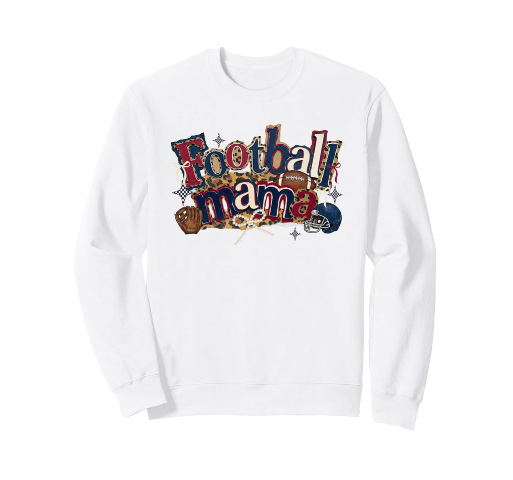 Football Mama Leopard Coquette Bow Sweatshirt - Minimalist Print Men Women - T-Shirt, Sweatshirt, Hoodie