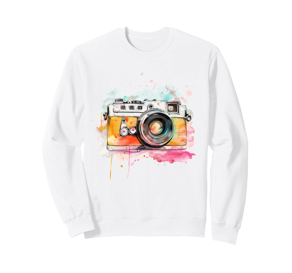 Photographer Camera Watercolor Sweatshirt - Trendy Graphic for Adults - T-Shirt, Sweatshirt, Hoodie