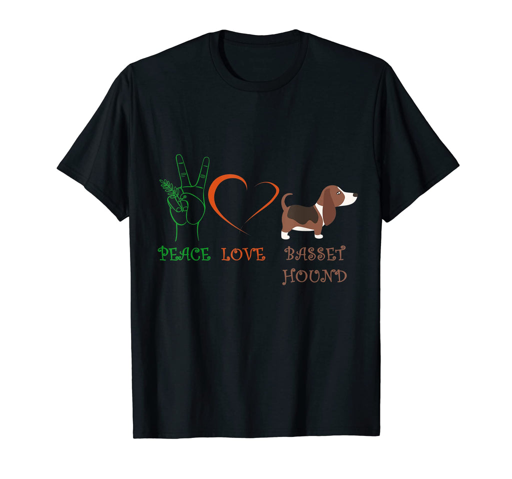 Peace Love Basset Hound Funny Basset T-Shirt - Trendy Graphic for Adults - T-Shirt, Sweatshirt, Hoodie
