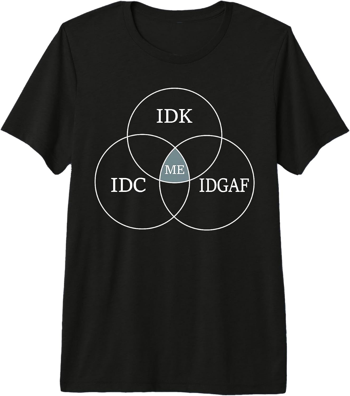 Venn Diagram IDGAF Funny Meme Science IDC IDK - Adult & Kids T-Shirts, Sweatshirts & Hoodies apparel design preview 1