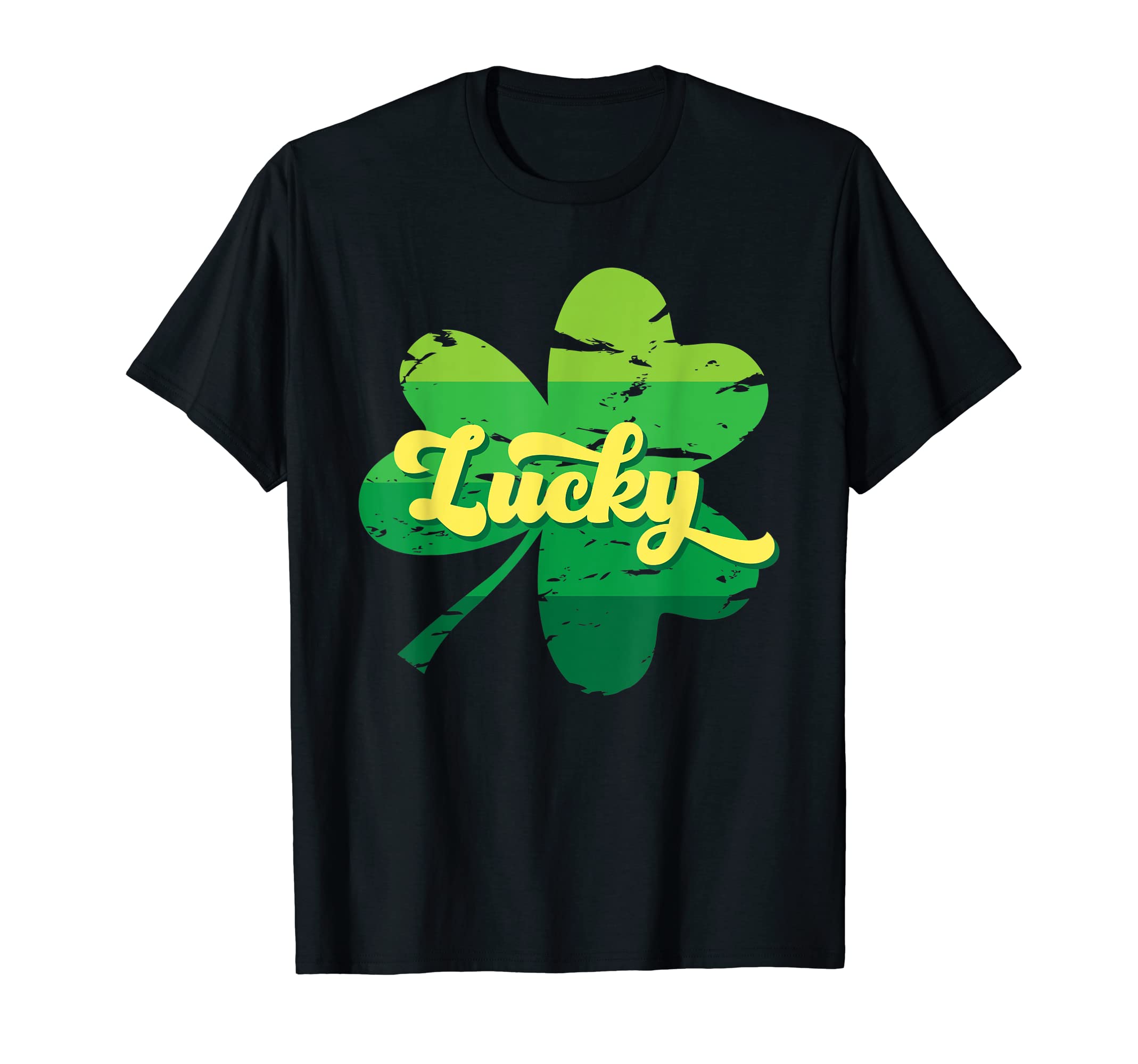 Lucky Shamrock Clover Distressed T-Shirt - Minimalist Print for Adults - T-Shirt, Sweatshirt, Hoodie